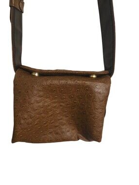 Vintage Comeco Ostrich-Embossed Vegan Leather Satchel